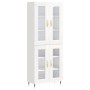 Credenza Bianco Lucido 69,5x34x180 cm in Legno Multistrato