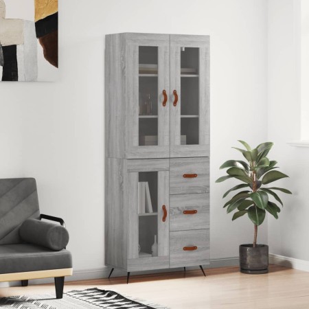 Credenza Grigio Sonoma 69,5x34x180 cm in Legno Multistrato