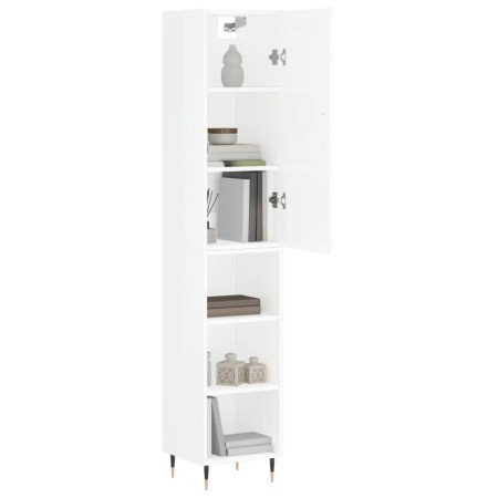 Credenza 34,5x34x180 cm in Legno Multistrato Bianco Lucido