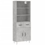 Credenza Grigio Cemento 69,5x34x180 cm in Legno Multistrato