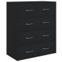 Credenza con 4 Cassetti 60x30,5x71 cm Nera