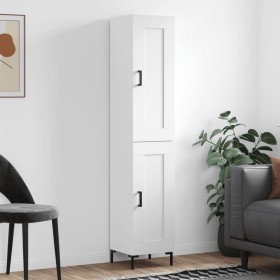 Credenza 34,5x34x180 cm in Legno Multistrato Bianco Lucido