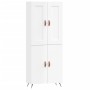 Credenza Bianco Lucido 69,5x34x180 cm in Legno Multistrato