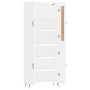 Credenza Bianco Lucido 69,5x34x180 cm in Legno Multistrato