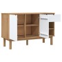 Credenza OTTA Marrone e Bianco 114x43x73,5 cm in Legno di Pino