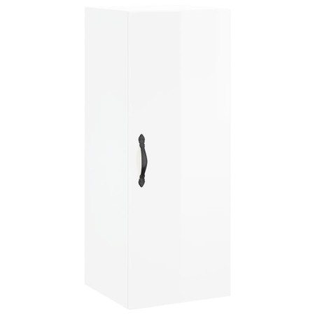 Mobile Parete Bianco Lucido 34,5x34x90 cm in Legno Multistrato