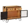 Credenza 80x31x66 cm in Legno Grezzo Massello Mango e Metallo