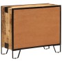 Credenza 80x31x66 cm in Legno Grezzo Massello Mango e Metallo