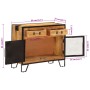 Credenza 80x31x66 cm in Legno Grezzo Massello Mango e Metallo