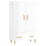 Credenza Bianco Lucido 70x31x115 cm in Legno Multistrato