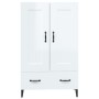 Credenza Bianco Lucido 70x31x115 cm in Legno Multistrato