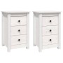 Comodini 2 pz Bianca 40x35x61,5 cm in Legno Massello di Pino