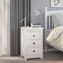 Comodini 2 pz Bianca 40x35x61,5 cm in Legno Massello di Pino