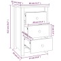 Comodini 2 pz Bianca 40x35x61,5 cm in Legno Massello di Pino