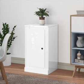 Credenza Bianco Lucido 37,5x35,5x67,5 cm in Legno Multistrato