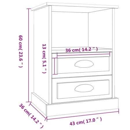 Comodini 2pz Rovere Marrone 43x36x60 cm