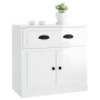 Credenza Bianco Lucido 70x35,5x67,5 cm in Legno Multistrato