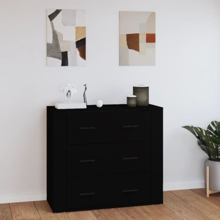 Credenza Nera 80x33x70 cm in Legno Multistrato