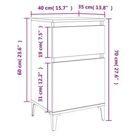 Comodini 2 pz Grigio Sonoma 40x35x70 cm