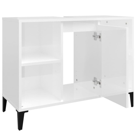 Mobile Lavabo Bianco Lucido 80x33x60 cm in Legno Multistrato