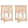 Comodini 2 pz 40x35x61,5 cm in Legno Massello di Pino