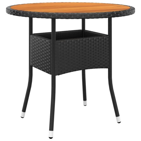 Tavolo Giardino Ø80x75 cm Massello Acacia e Polyrattan Nero