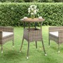 Tavolo da Giardino Ø60x75cm Massello Acacia e Polyrattan Grigio