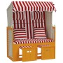 Strandkorb con Cuscini Polyrattan e Legno Massello Rosso Bianco