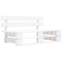 Set Divani in Pallet con Cuscini 4 pz in Pino Impregnato Bianco