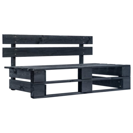 Set Divani in Pallet con Cuscini 4 pz in Pino Impregnato Nero