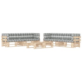 Set Divani in Pallet con Cuscini 6 pz in Pino Impregnato