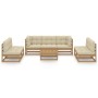Set Divani da Giardino 8 pz con Cuscini Legno Massello di Pino