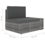 Set Divani da Giardino 9 pz con Cuscini in Polyrattan Grigio