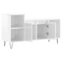 Mobile Porta TV Bianco Lucido 100x35x55 cm in Legno Multistrato