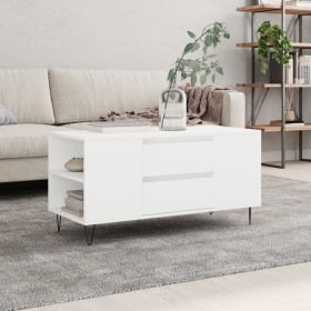 Tavolino da Salotto Bianco 102x44,5x50 cm in Legno Multistrato