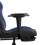 Sedia da Gaming Massaggiante Poggiapiedi Nero e Blu Similpelle