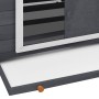 Pollaio Grigio e Bianco 152x96x110cm in Legno Massello di Abete