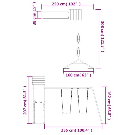 Set da Gioco da Esterno in Legno di Pino Impregnato