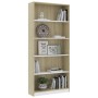 Libreria 5 Ripiani Bianco Rovere Sonoma 80x24x175cm Multistrato