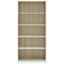 Libreria 5 Ripiani Bianco Rovere Sonoma 80x24x175cm Multistrato