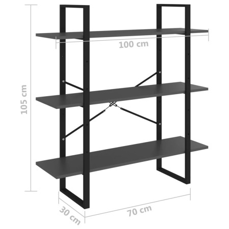 Libreria Grigia 100x30x105 cm in Legno Multistrato