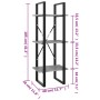 Libreria 3 Ripiani Grigio Cemento 40x30x105cm Legno Multistrato