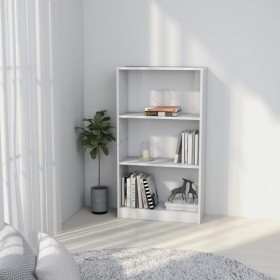 Libreria a 3 Ripiani Bianco Lucido 60x24x109 cm in Multistrato