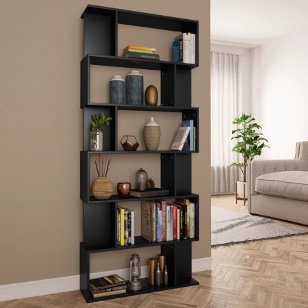 Libreria/Divisorio Nero 80x24x192 cm in Legno Multistrato