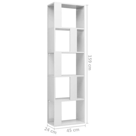 Libreria/Divisorio Bianco Lucido 45x24x159 cm Legno Multistrato