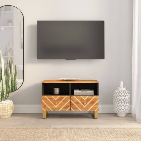 Mobile Porta TV Marrone e Nero 70x33,5x46 cm in Legno di Mango