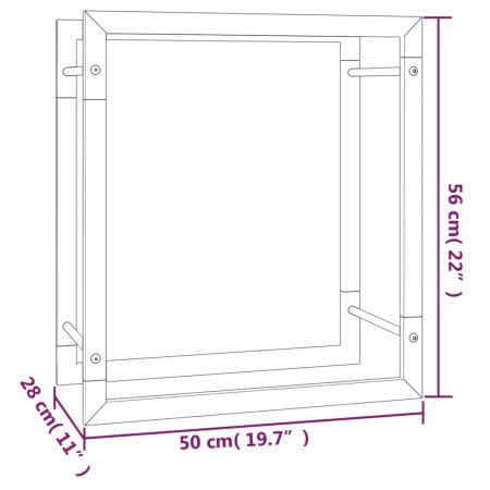 Portalegna Nero Opaco 50x28x56 cm in Acciaio