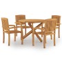 Set da Pranzo per Giardino 5 pz in Legno Massello di Teak