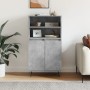 Credenza Grigio Cemento 60x36x110 cm in Legno Multistrato