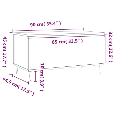 Tavolino Salotto Grigio Cemento 90x44,5x45 cm Legno Multistrato